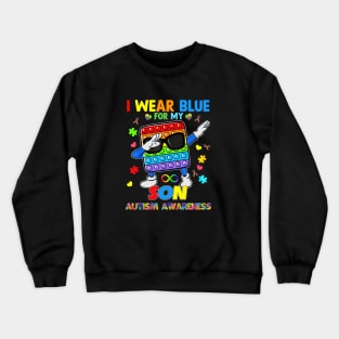 Poplt Dab I Wear Blue For My Son Puzzle Autism Awareness Crewneck Sweatshirt